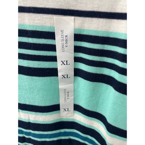Croft & Barrow Women’s Long Sleeve V-Neck Striped Tee Size XL - Picture 2 of 5
